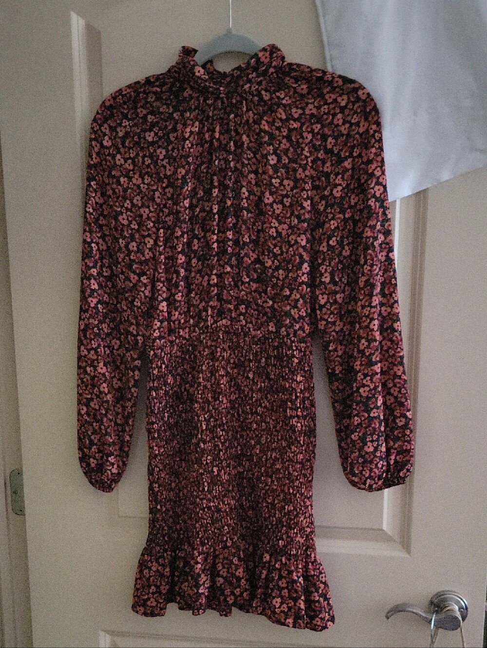 Floral Smocked Waist Mini Dress in Dark Pink